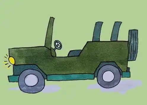 画画法步骤教程线描越野汽车的矢量素材神笔简笔画工程机械系列越野车