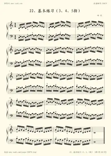 钢琴谱:孩子们的哈农(22,3,4,5指)