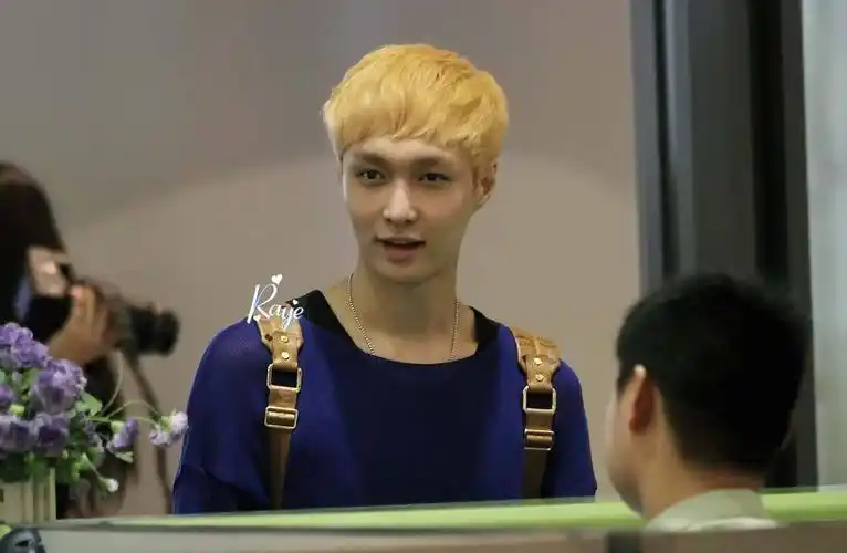 谁有张艺兴是金黄色头发,手里拿着类似护照的东西的图片,两张