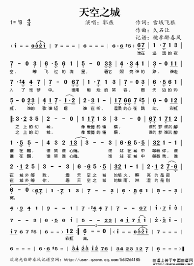 天空之城简谱双手简单版 天空之城木琴简谱简单-图片大观-奇异网