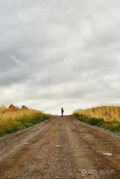 孤独的人站在很远的路上