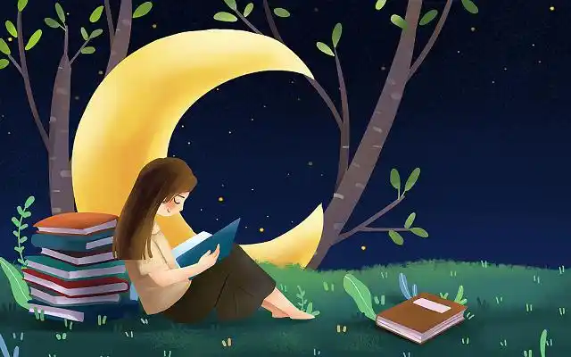 读书的少女读书知识世界读书日