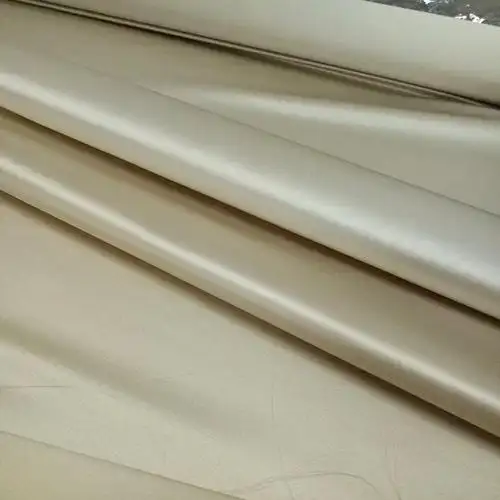 香槟色素库缎 色织素绉缎 真丝 婚纱礼服面料