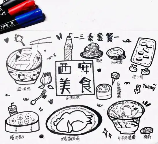 西安美食手绘71