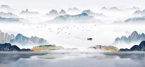 谁有这幅新中式山水画高清图