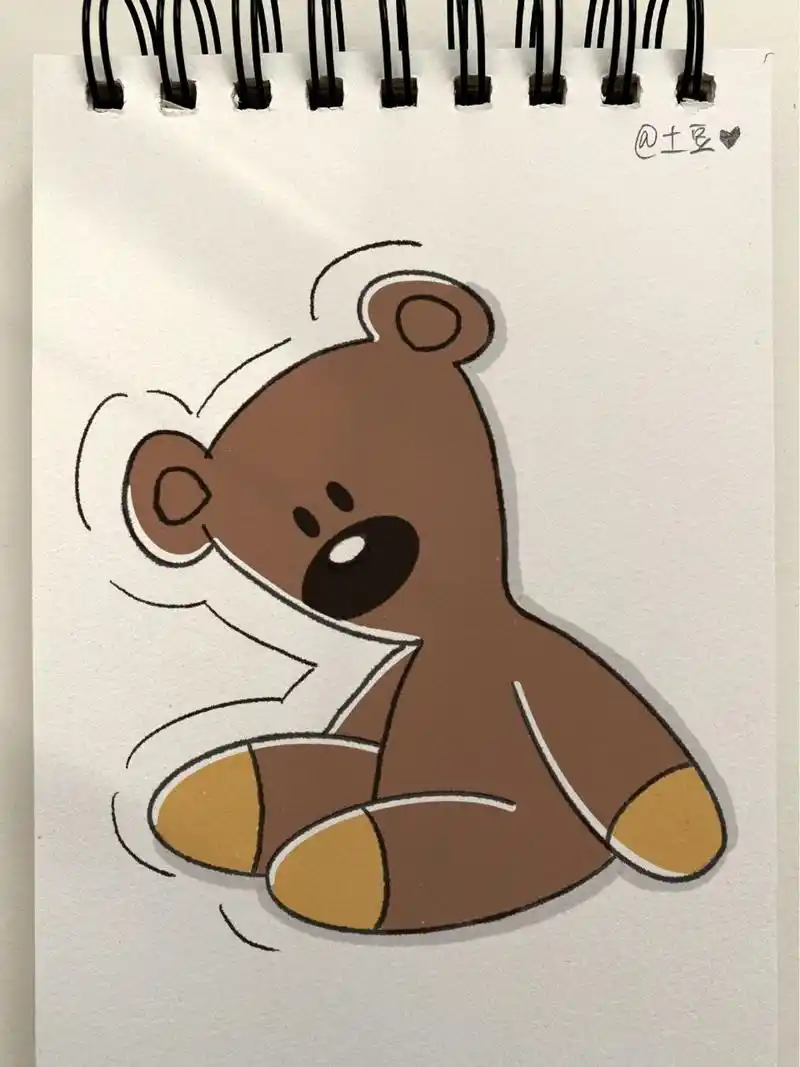 画100个可爱简笔画第47天 又画泰迪熊啦 这次姿势不一样嘿嘿嘿 图为