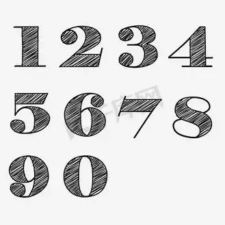 千库原创黑色数字手绘0-9艺术字