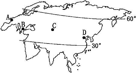 【推荐2】读"亚欧大陆图",完成下面小题.