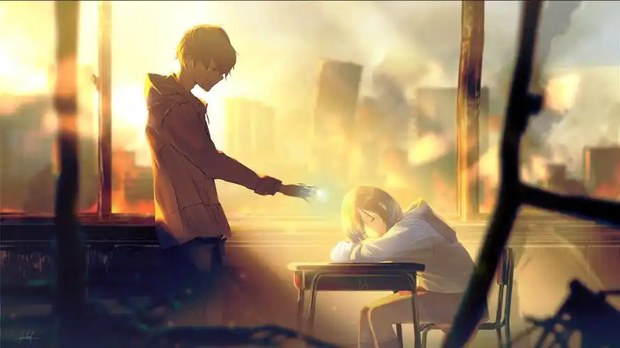 二次元卡通情侣高清桌面壁纸-卡通动漫-手机壁纸下载-美桌网