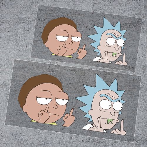 瑞克和莫蒂车贴纸个性搞笑鄙视竖中指创意汽车电动摩托车装饰贴纸