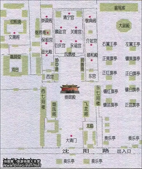 辽宁沈阳故宫导游地图