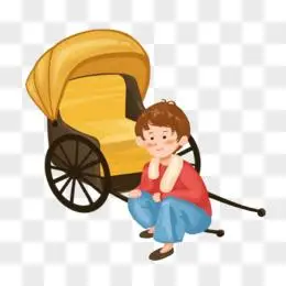 手绘插画风拉黄包车人物元素pngpsd手绘卡通人物手绘唯美人物手绘卡通