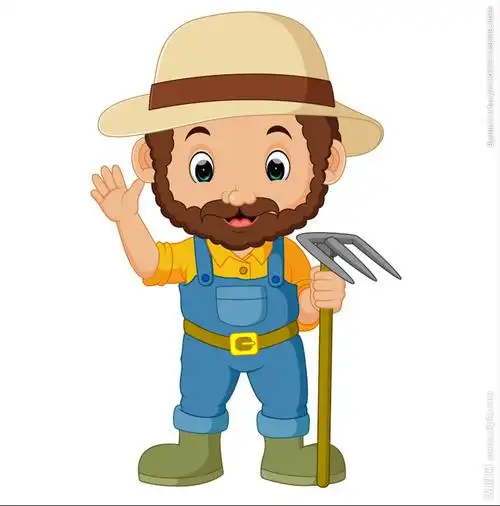 拿着钉耙的农民卡通矢量素材设计图__动漫人物_动漫动画_设计图库_昵