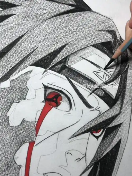 素描排线绘画火影忍者宇智波鼬完成版