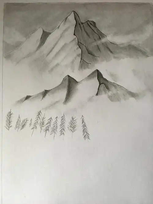 素描山水