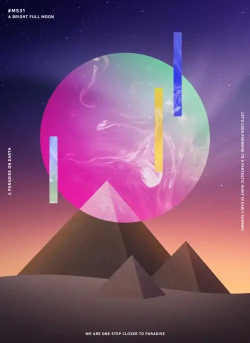 神秘月球和金字塔ps创意海报素材
