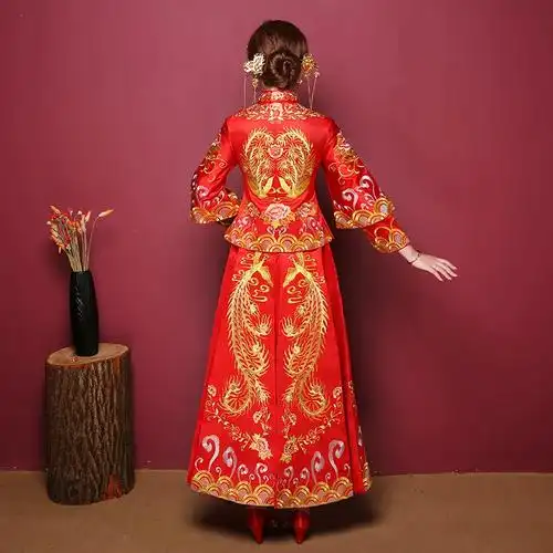 秀禾服新娘2019新款结婚中式婚纱礼服凤冠霞帔禾服结婚古装龙凤褂