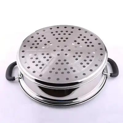 24cm加高加厚不锈钢蒸格蒸屉凹口蒸笼蒸锅用蒸格家用炒锅汤锅火锅蒸篦