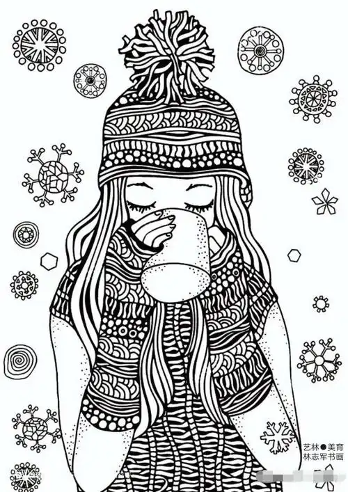 少儿美术:人物类黑白线描素材,看一眼就让你喜欢上画画