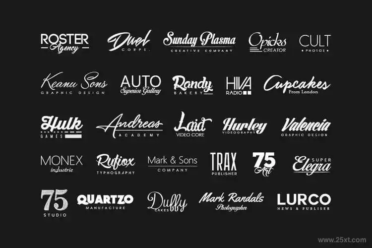 100个极简的英文字母装饰徽章图案logo标志设计模板