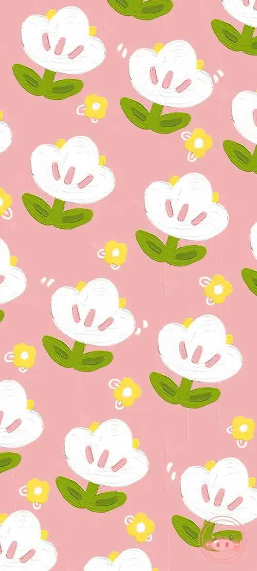 治愈系可爱萌物油画平铺手机壁纸