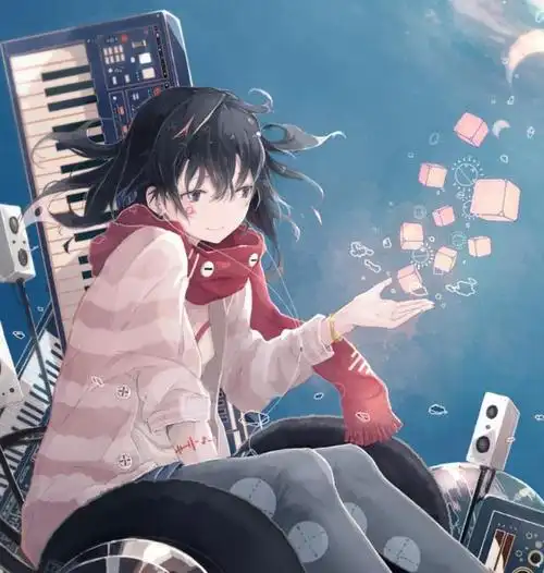 卡通手绘少女:喜欢玩电音,个性十足实力超凡的调音师.
