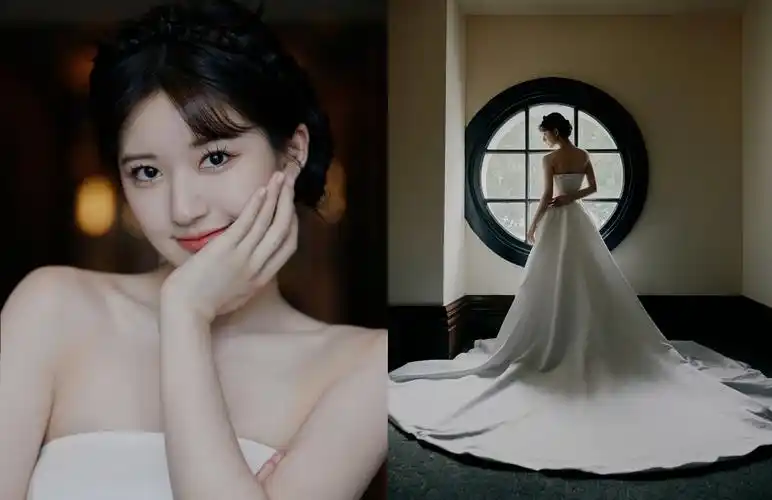 到了活动现场,赵露思换了一条性感的白色长裙——一袭正经的缎面婚纱