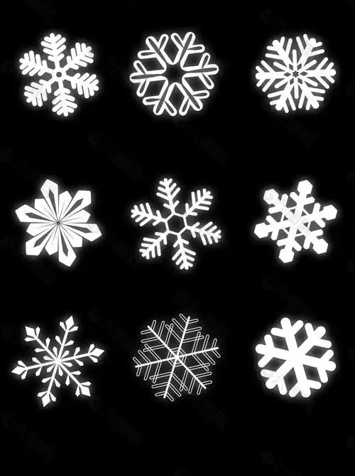 冬日设计元素矢量装饰图案白色雪花素材集合设计元素素材免费下载