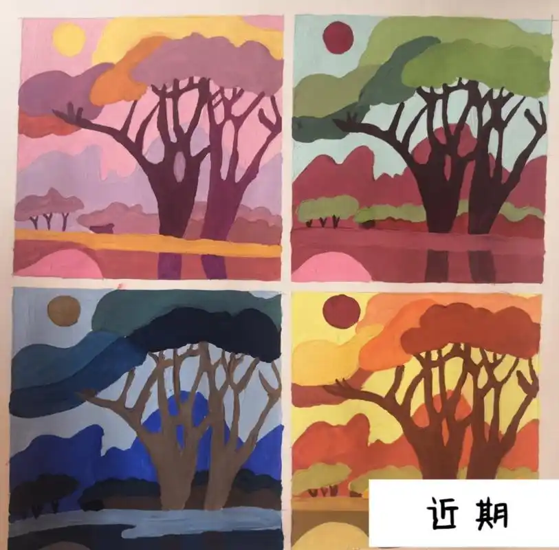 色彩构成 色相对比 明度对比 近期 p1p2春夏秋冬 p3色相对比 p4明度