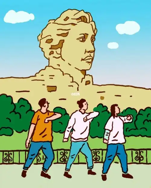 旅行速写橘子洲头,看万山红遍.