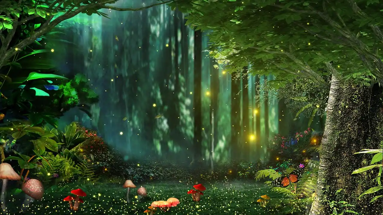 4k梦幻树林唯美童话主题舞台背景春天梦幻树林背景