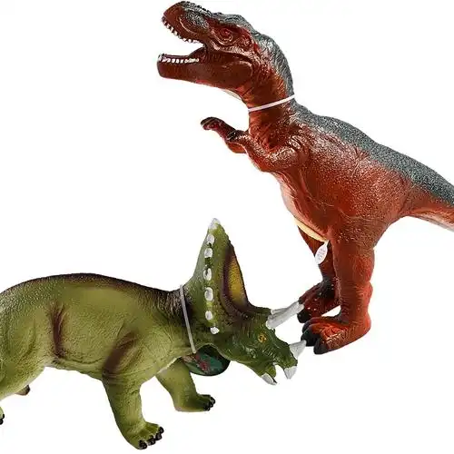 仿真动物模型超大号霸王龙套装 儿童玩具男孩 暴龙40cm 三角龙30cm