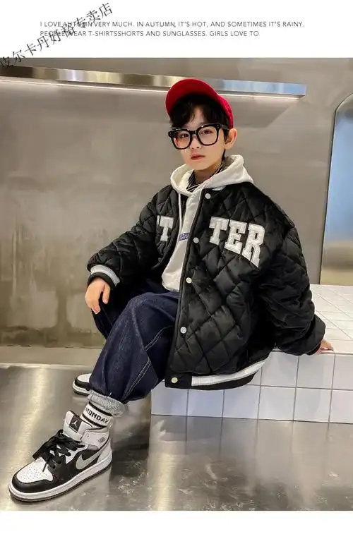 δε皮尔卡丹313岁潮酷帅气男孩儿童装男童秋冬装外套2021年新款加厚