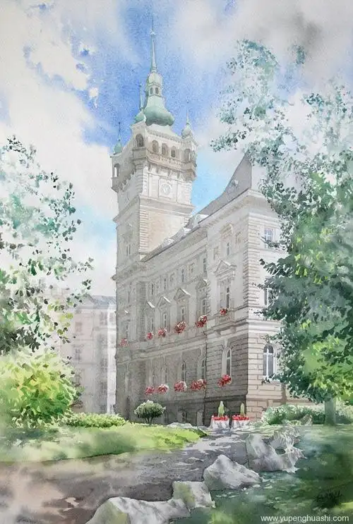 瑞安画室推荐:波兰水彩画家grzegorz wróbe风景建筑作品-水彩风景