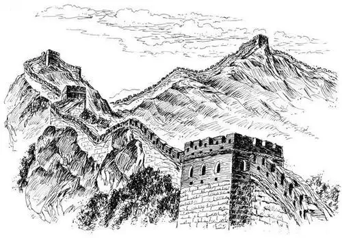 长城素描图简笔画图片大全 简笔画大全