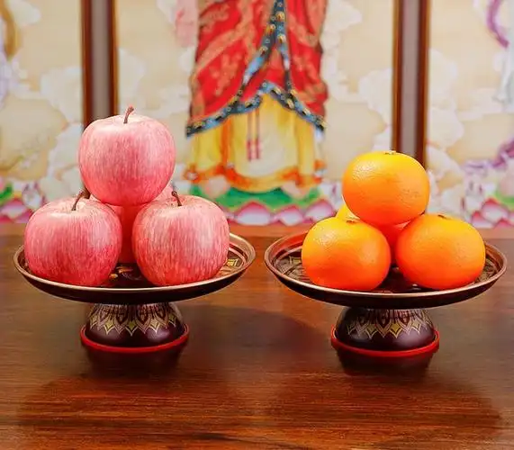 供佛果盘家用供奉 拜神贡果盘 铜合金佛前供盘水果盘财神佛具用品