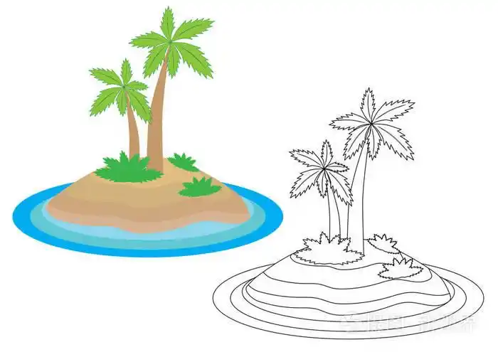 海岛卡通.着色书.儿童休闲活动插画-正版商用图片0osum4-摄图新视界