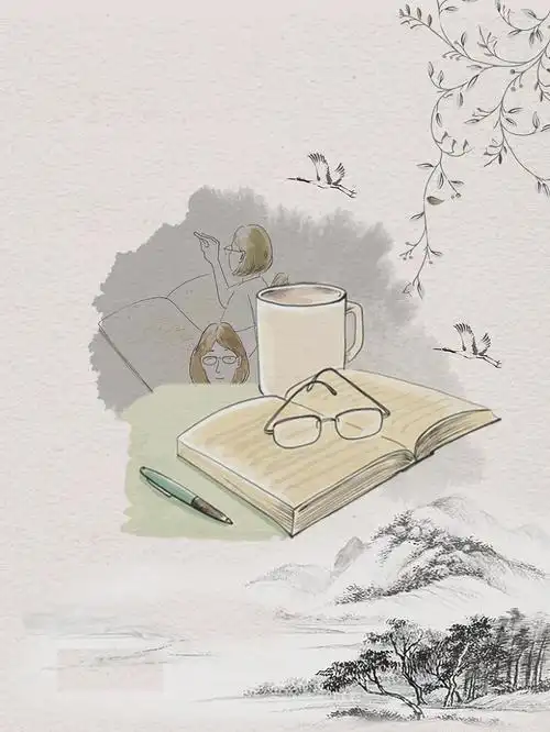 中国古代文学教育海报背景