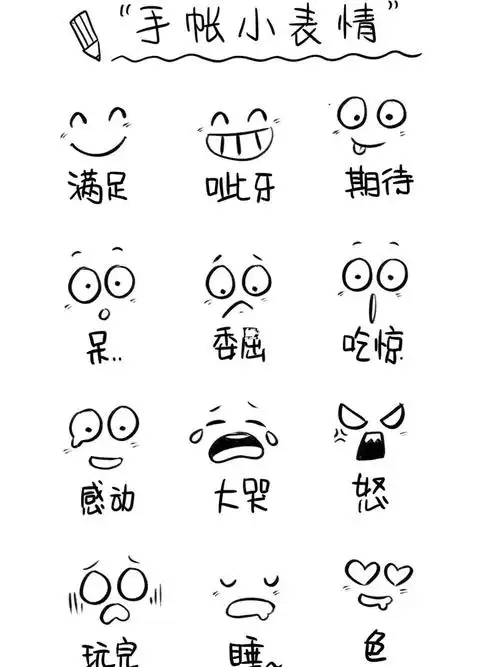 手帐绘画素材表情简笔画