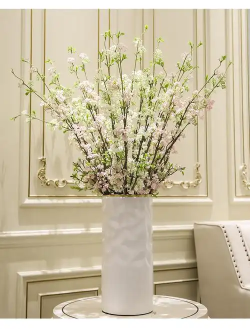 仿真花雪柳假花桃花碧桃绢花室内客厅插花摆件装饰花田园玄关摆设雪柳