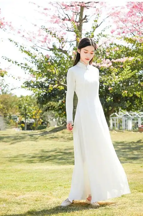 禅意女装秋冬禅服佛系女冬季奥黛改良旗袍年风连衣裙白色仙气茶服女