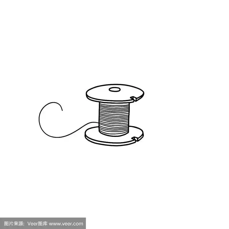 线轴,线轴矢量插图绘制的孤立的草图.涂鸦风格,平面设计.