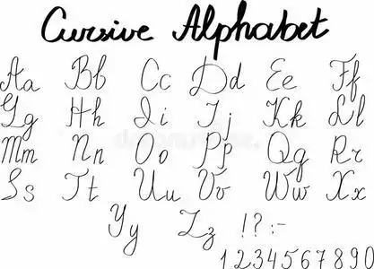 的字体书面的和优美的草书的书法的丰族矢量复古小写英文字母abc集合