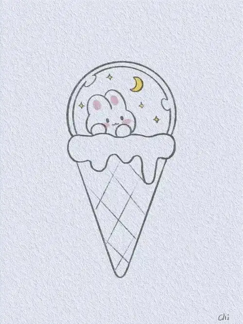 月兔甜筒/可爱简笔画教程