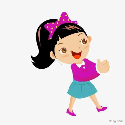 卡通走路的女子人物设计png素材透明免抠图片-动植人物