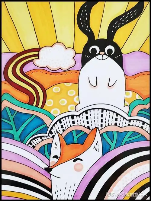 创意素材马克笔简笔画手绘素材动物篇