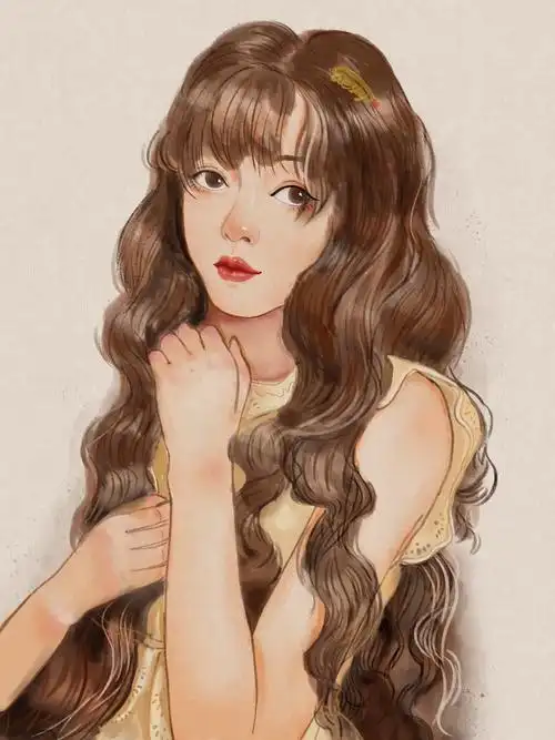 插画—卷发少女