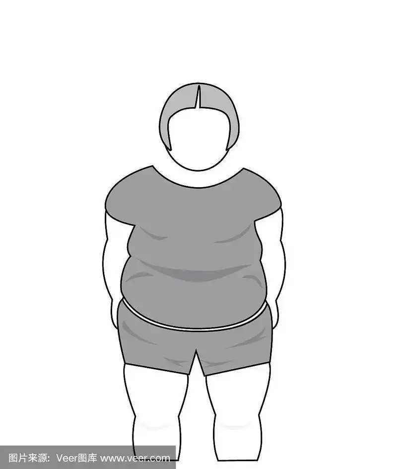 一个丰满女人的剪影.减肥的概念.矢量插图.