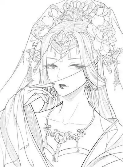 36张艺伎纹身手稿线条图片