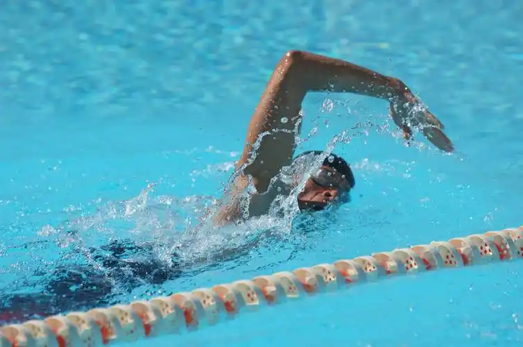 自由泳,西方人,一个人,运动员,体育馆,游泳池,运动场,举,横图,室内